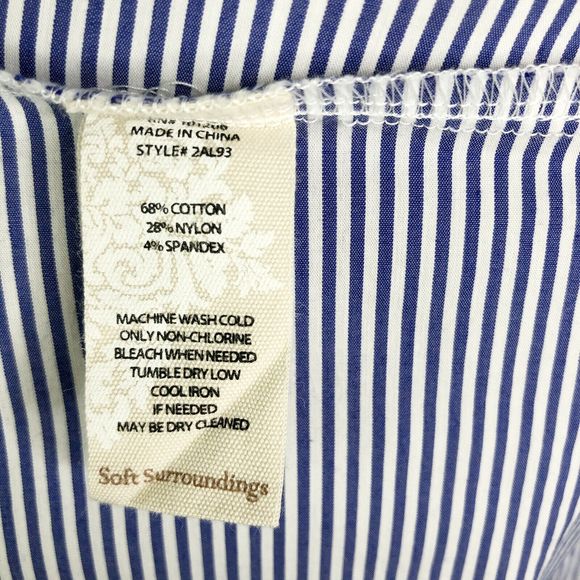 Soft Surroundings Bristol Striped Cold Shoulder Tunic Top Blue White Size Small - Picture 7 of 9